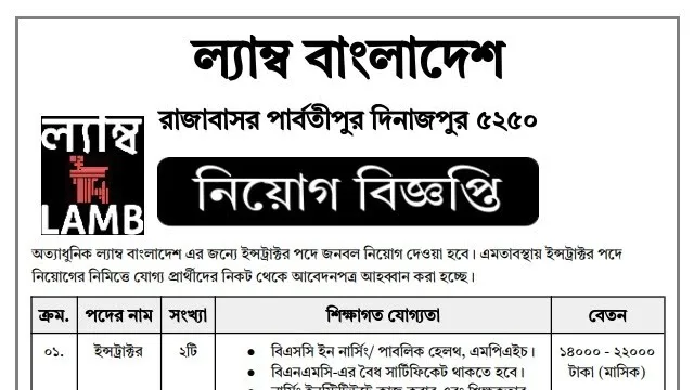 ল্যাম্ব-বাংলাদেশে-নিয়োগ-বিজ্ঞপ্তি